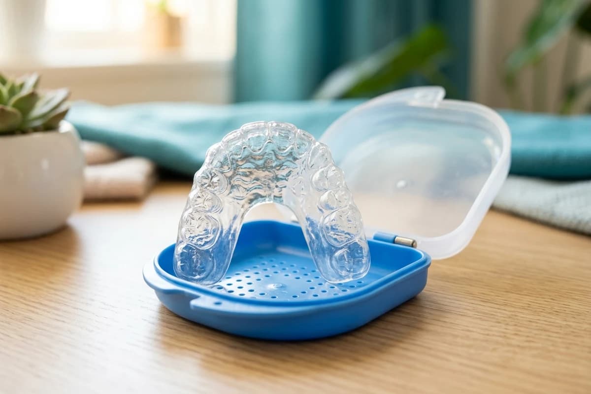 Removable retainer resting in its protective case